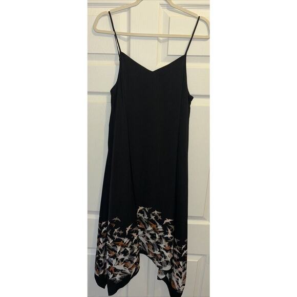 VTG‎ MuuMuu Dress Sz Med Black with Birds Boho Indie Goth Grunge Asymmetrical - Picture 3 of 4